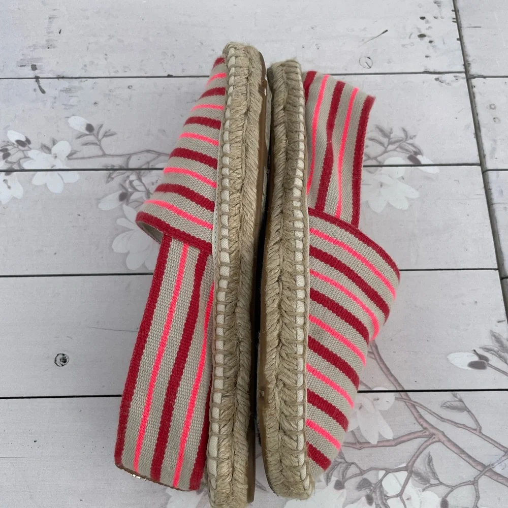 Tory Burch Striped Canvas Espadrille in Pink and Red